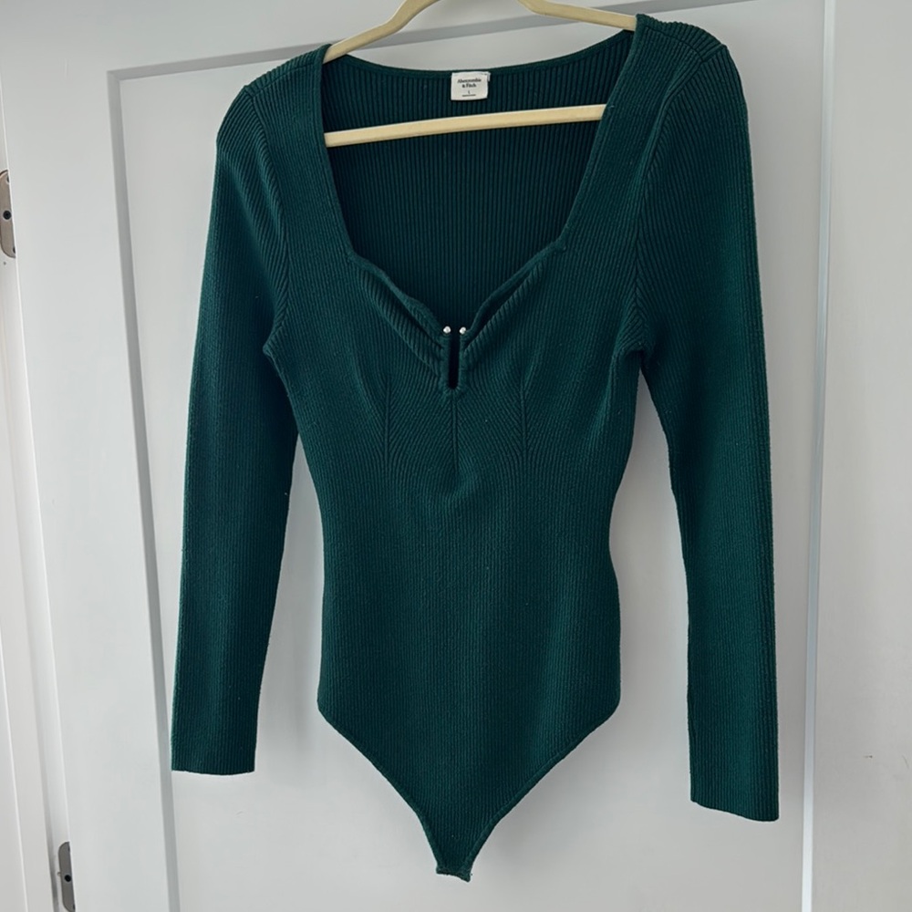 Abercrombie & Fitch Green Fitted Bodysuit